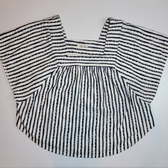 Madewell Navy & Cream Striped Butterfly Top, EUC, size Large - Picture 2 of 7